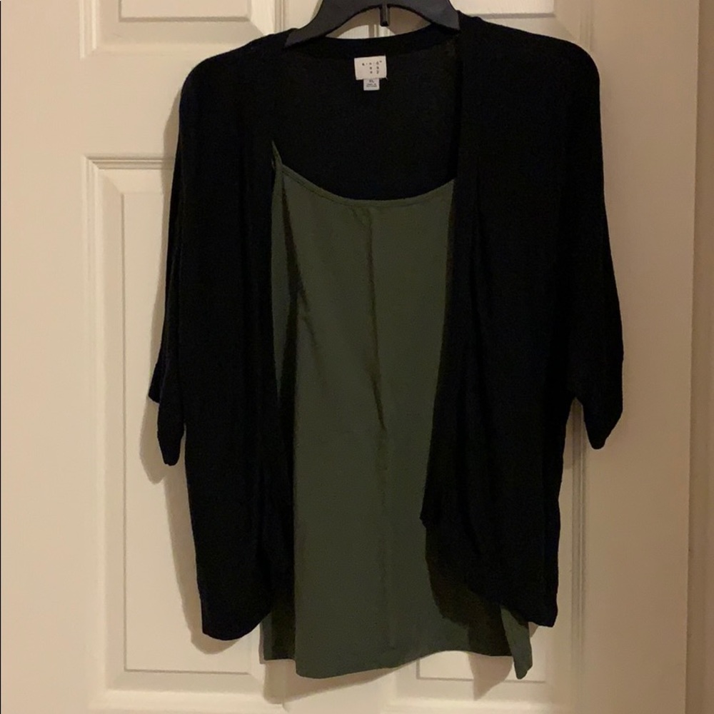 Black short sleeve cardigan